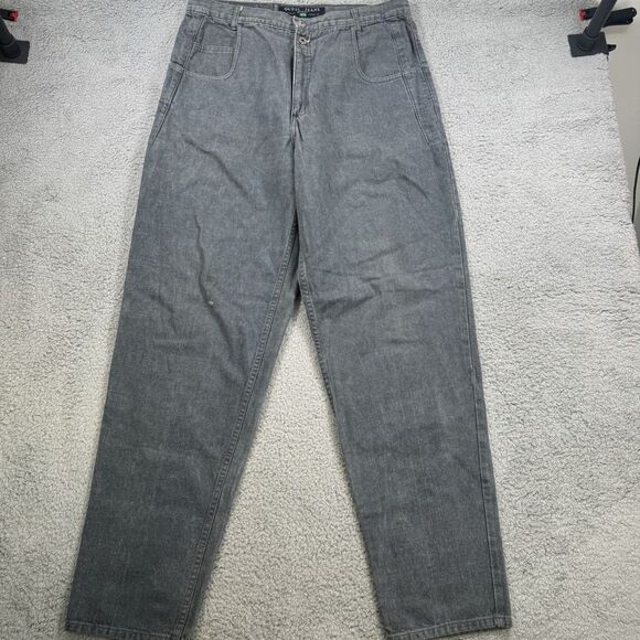 Vintage 90s Guess Jeans Mens 36x34 Grey Loose Fit Tapered Leg Pascal Denim - Picture 1 of 13